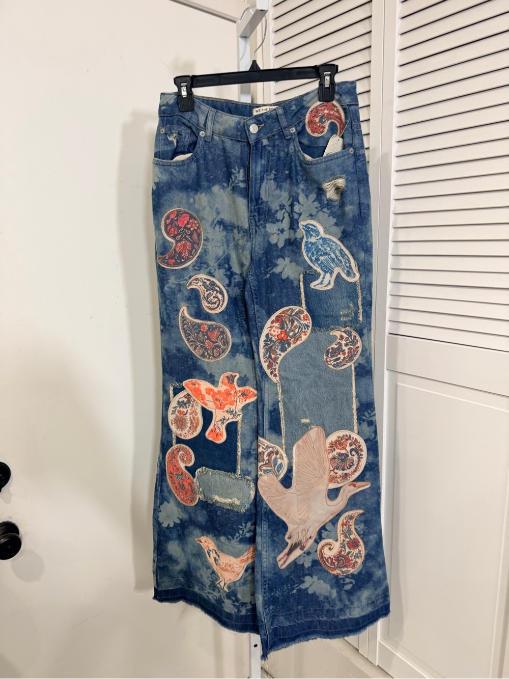 Free people x We the Free Flying high patched Jeans $348 NWT - Picture 4 of 7